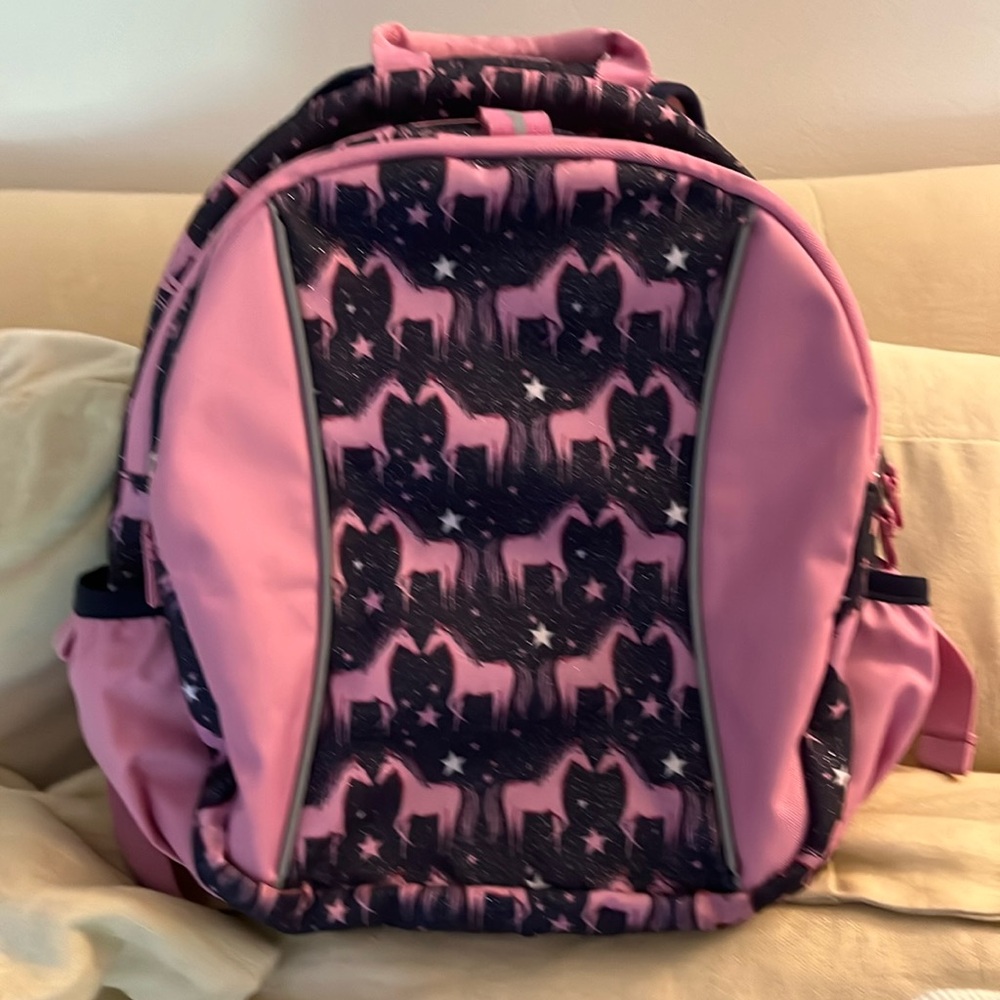 Garnet Hill Kids pink glitter unicorn backpack